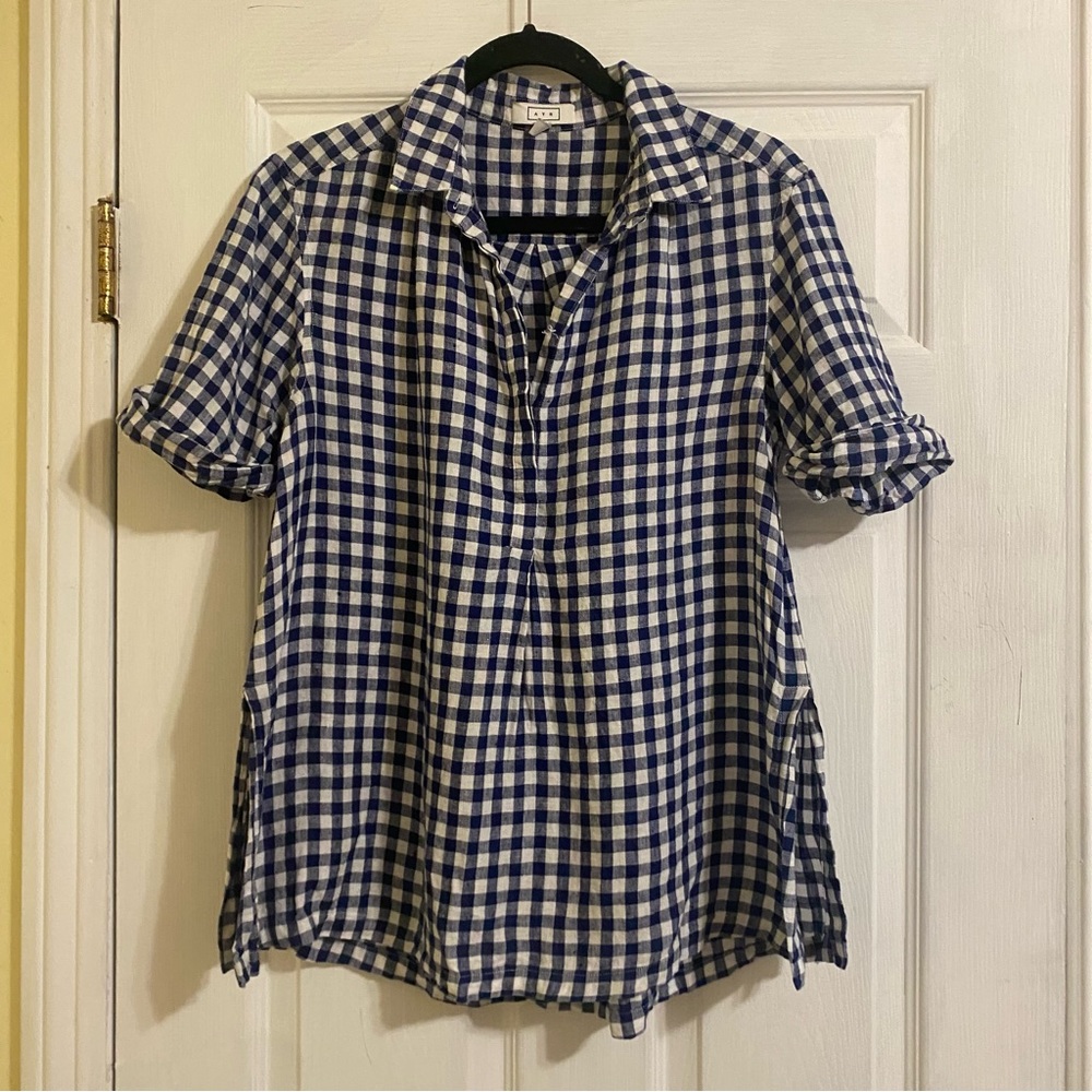 AYR checkered linen blouse